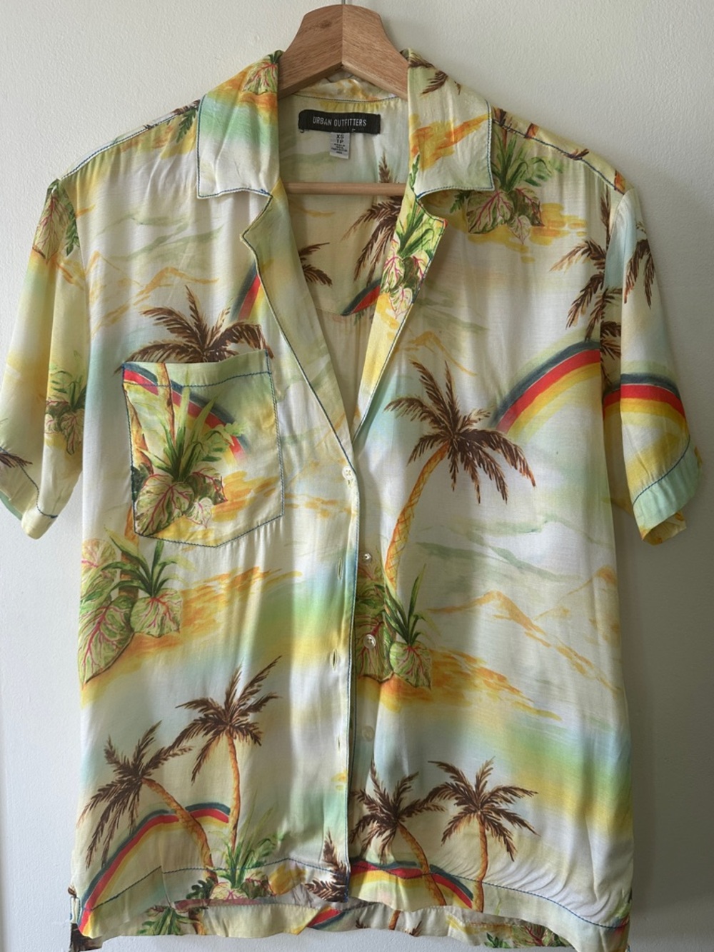 Urban Outfitters Tropical Palm Print Button-Up